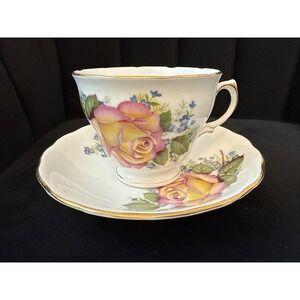 Royal Vale Teacup And Saucer With Rose